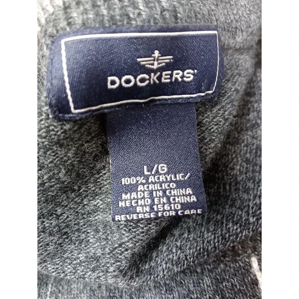 Vintage Dockers Sweater Men's Size Large Dark Gray Light Weight Sweater Pullover